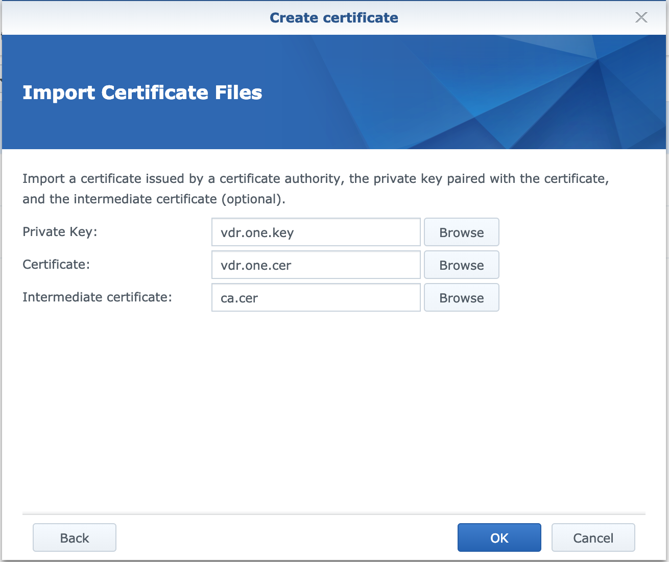 Cannot load certificate file. Ключи Synology.